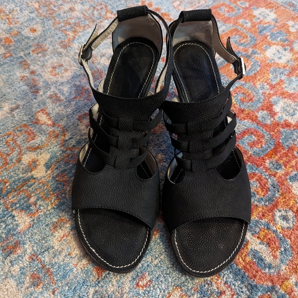 AGL Attilio Giusti Leombruni 40/US 10 Black Leather Heeled Strappy Cage Sandals - Picture 4 of 9